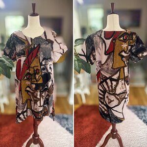 Lavnis Women’s Casual Midi Dress – Size M | Cotton Tunic with Pockets